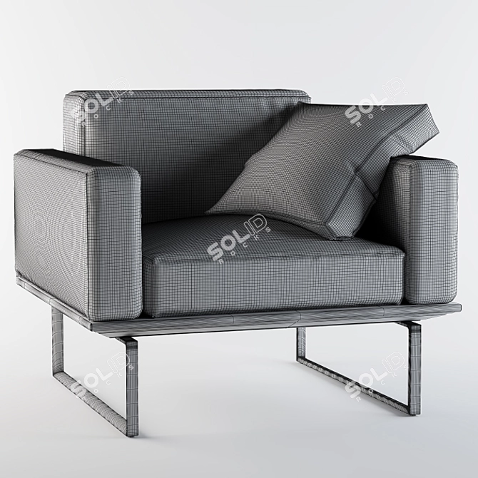 Elegant Cassina Leather Armchair 3D model image 3