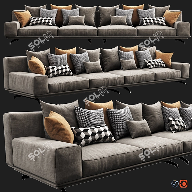 Luxe Italian Dalton Sofa 3D model image 1