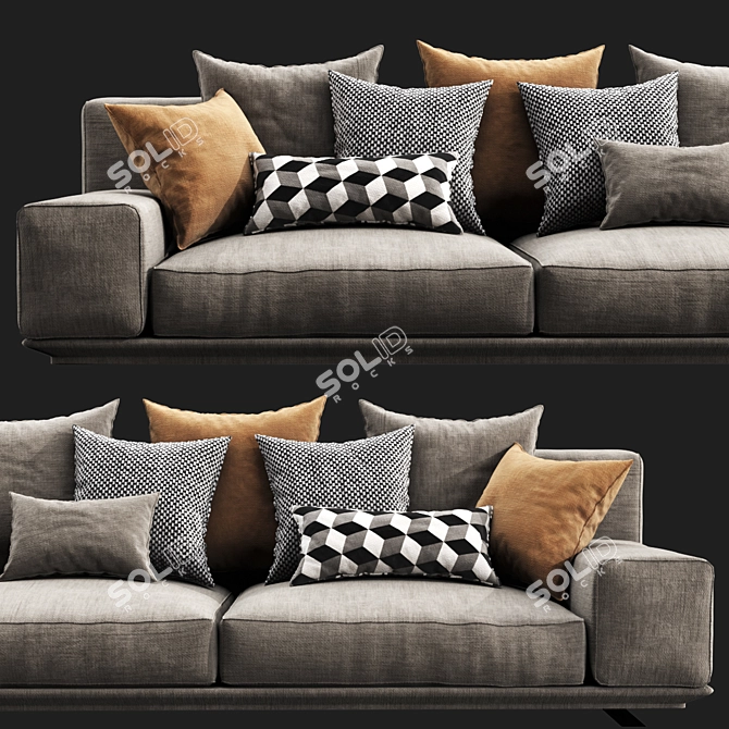 Luxe Italian Dalton Sofa 3D model image 2