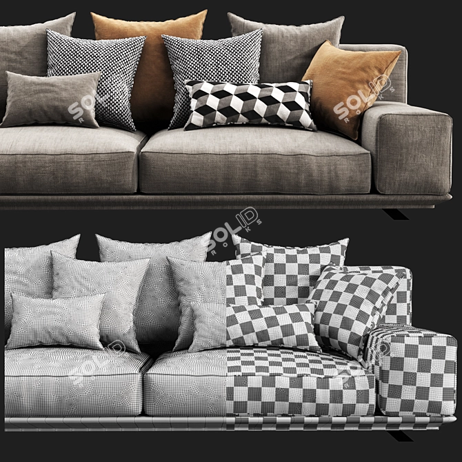 Luxe Italian Dalton Sofa 3D model image 3