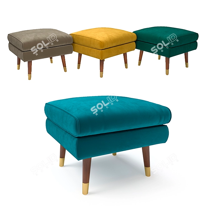 Luxurious Velor Pouf: Elegant, Comfortable, and Stylish 3D model image 1