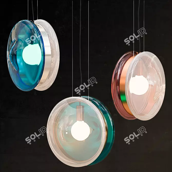 Elegant Glass Orbital Pendant 3D model image 1