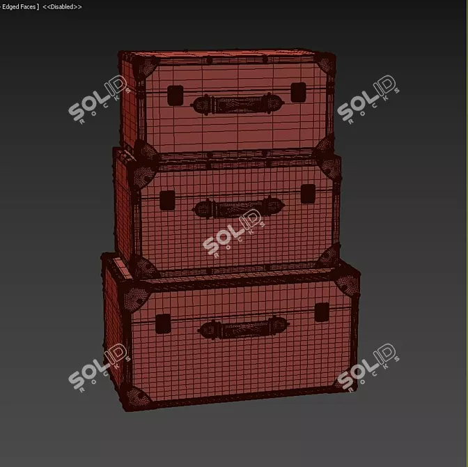 Vintage-inspired Lucasville Trunk Trio 3D model image 3