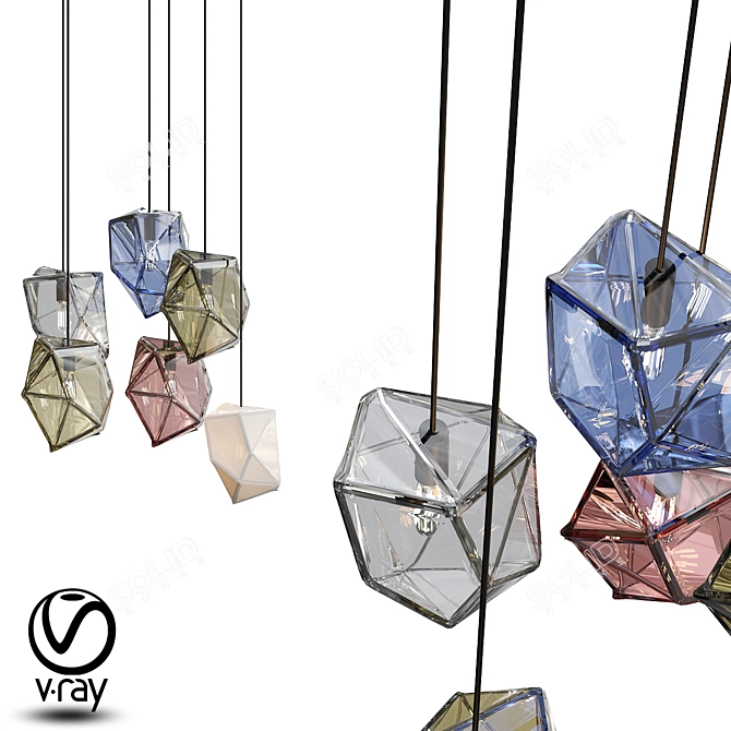 Glistening Gemstone Sculpture 3D model image 1