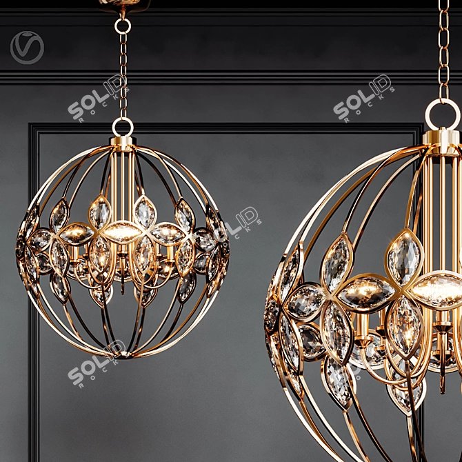 Elegant Gold Chandelier: Uttermost Ambre 3D model image 1