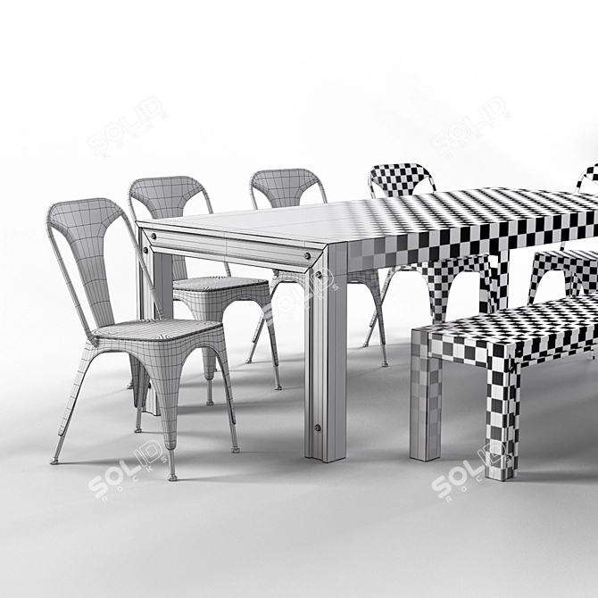 Amos 6-Piece Extension Dining Set 3D model image 3