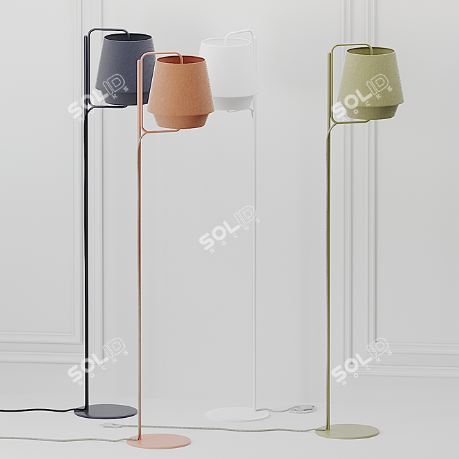 Elegant Fabric Floor Lamps: ZERO Elements 3D model image 1