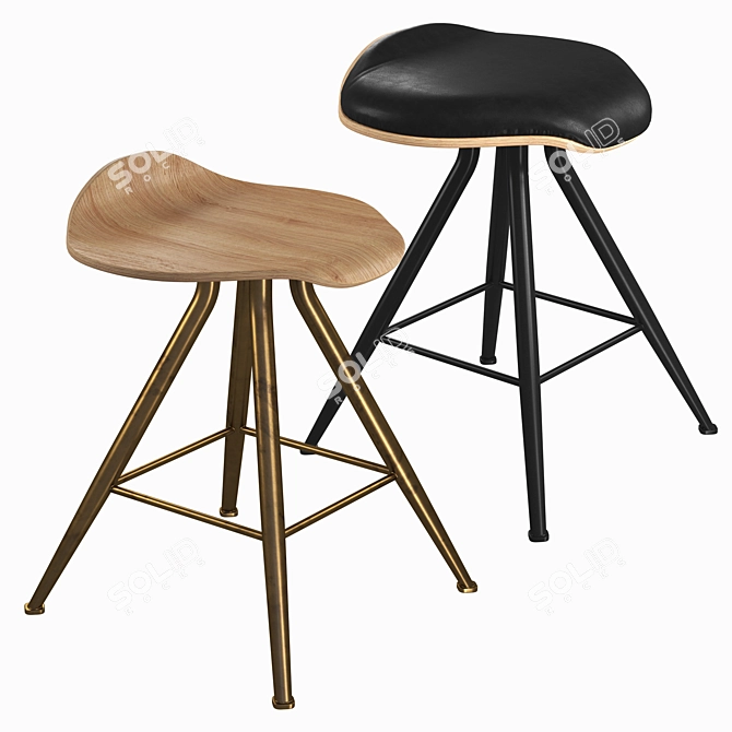 NORR11 Barfly Low Stool: Sleek & Stylish Seating Solution. 3D model image 1