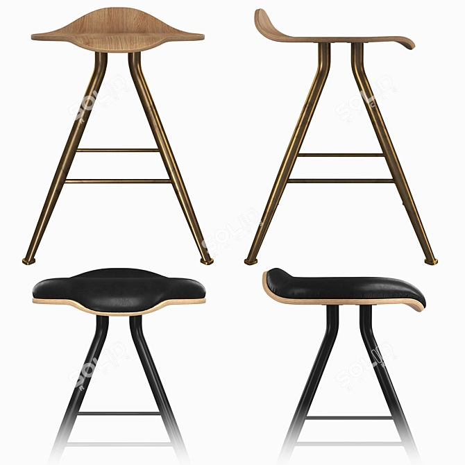 NORR11 Barfly Low Stool: Sleek & Stylish Seating Solution. 3D model image 2