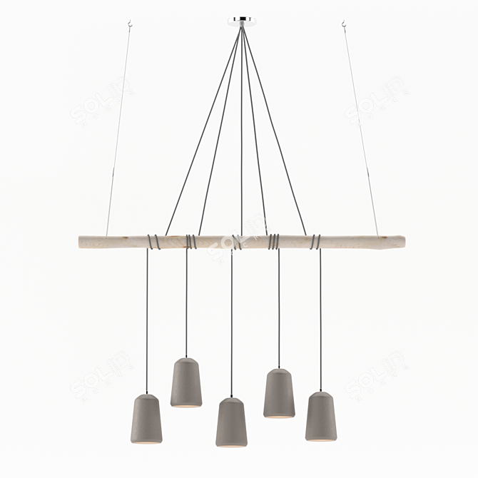 Industrial Concrete Pendant Luminaire 3D model image 1