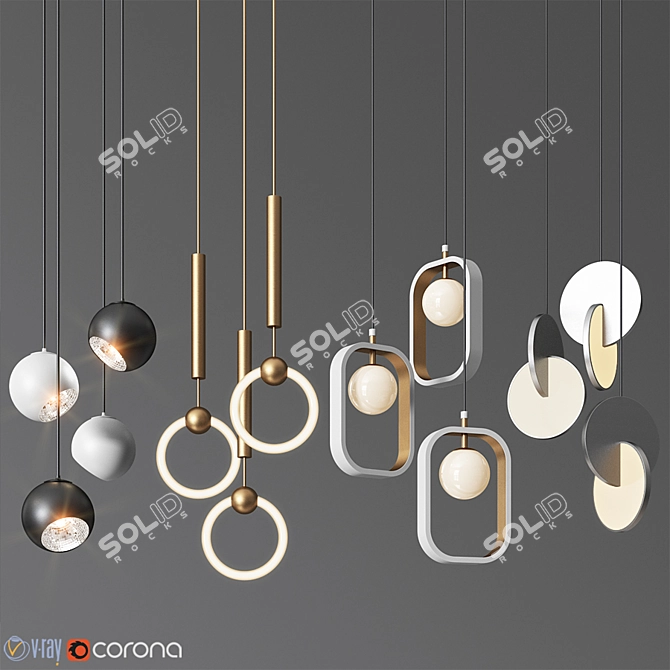 Versatile Pendant Light Collection: 4 Stunning Types 3D model image 1