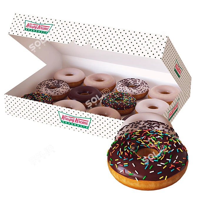 3D Krispy Donut Box Model 3D model image 2