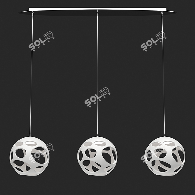 Organic OM Chandelier - White/Chrome 3D model image 1