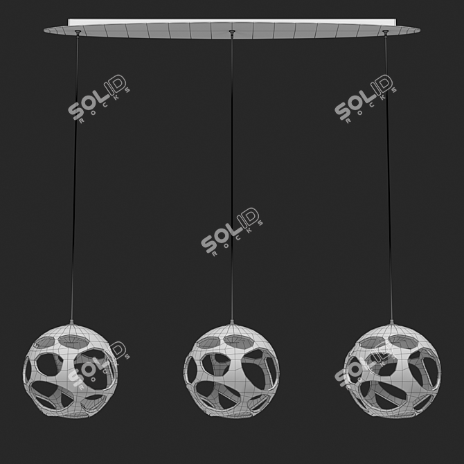 Organic OM Chandelier - White/Chrome 3D model image 2