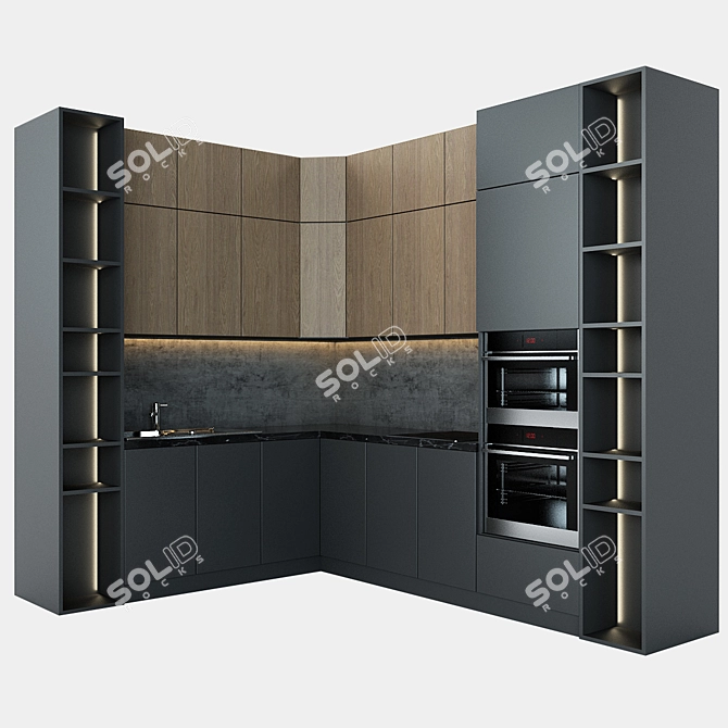 Sleek & Stylish Kitchen Set 3D model image 1