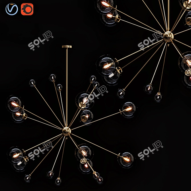 Brass Brilliance: Small Chandelier 3D model image 1