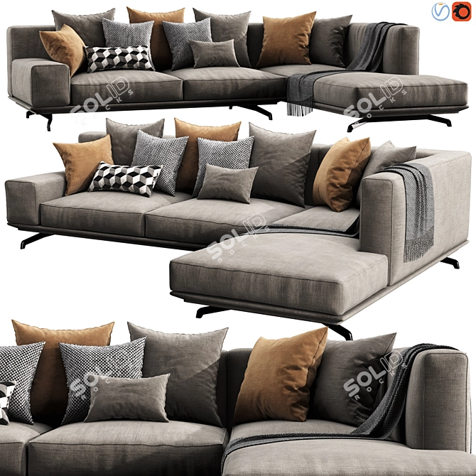 Modern Ditre Italia Dalton Chaise 3D model image 1