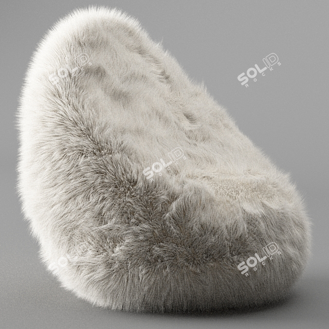 Luxurious Furry Beanbag 3D model image 2