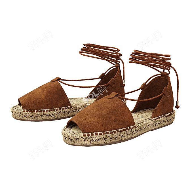 Fashionista's Favorite: Brown Lace-up Espadrilles 3D model image 1