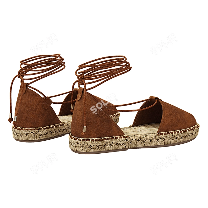 Fashionista's Favorite: Brown Lace-up Espadrilles 3D model image 2