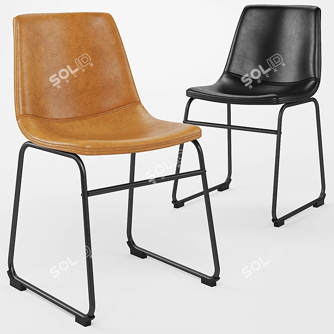 Faux Leather Dining Chair Set 3D model image 1