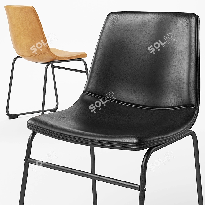 Faux Leather Dining Chair Set 3D model image 3