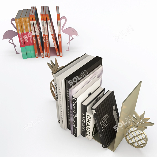 Fancy Bookish Decor: Flamingo & Pineapple 3D model image 1