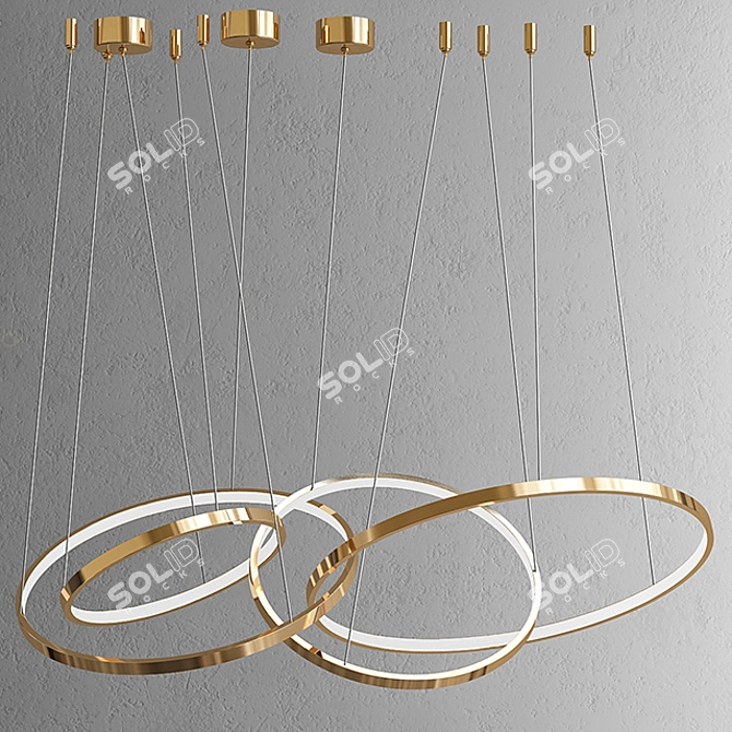 Oracle 4-Ring Gold Chandelier 3D model image 2