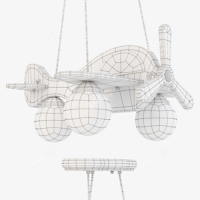 Ideal Lux Avion: Wood and Glass Chandelier 3D model image 3