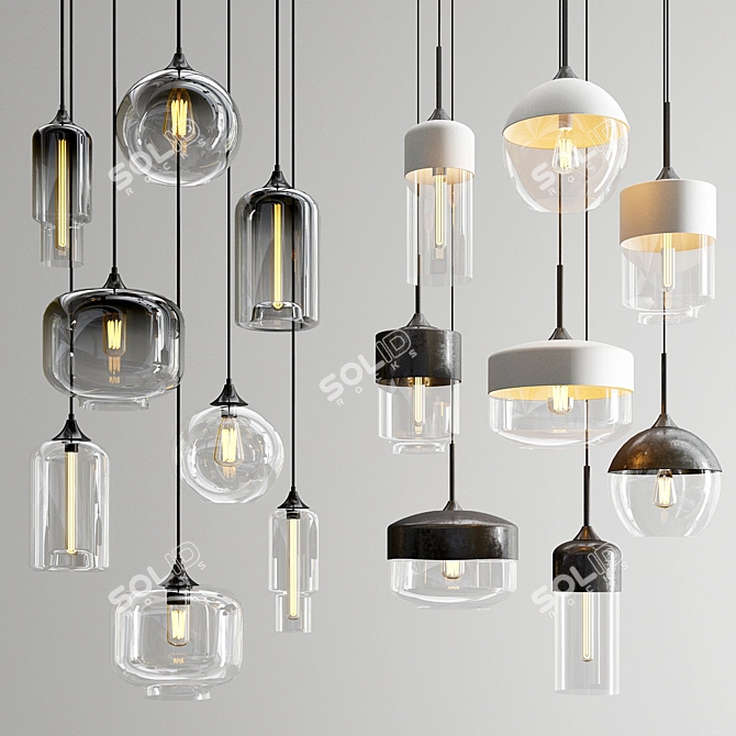 Amber & Smoky Pendant: Elegant Lighting 3D model image 1