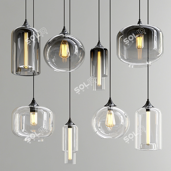 Amber & Smoky Pendant: Elegant Lighting 3D model image 3