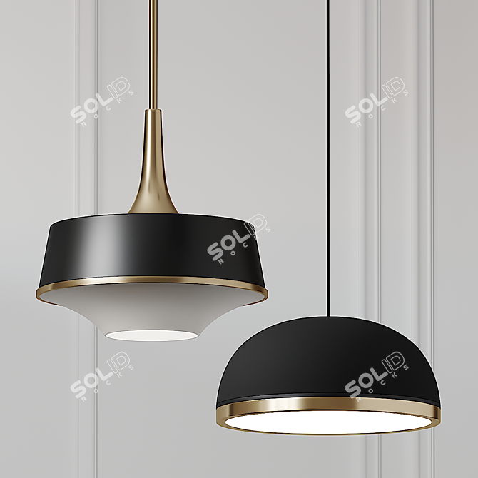 Elegant Pendant Light Set 3D model image 1