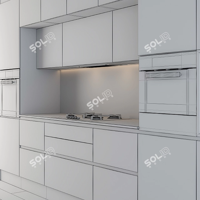 Sleek Black Kitchen Set 3D model image 2