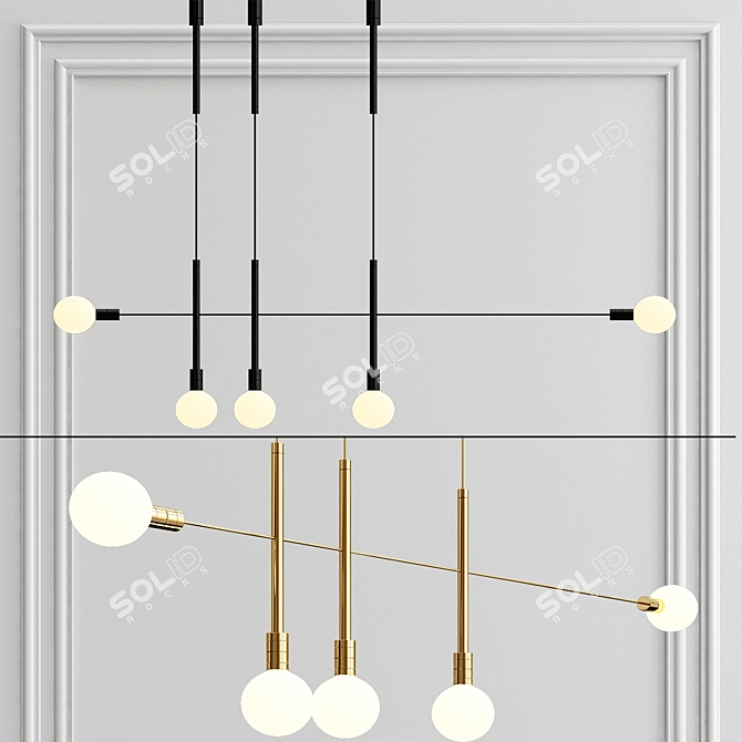 Sleek Gold and Black Pendant 3D model image 1