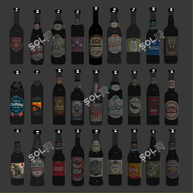 Beer Set: 27 Unique Beer Bottles 3D model image 3