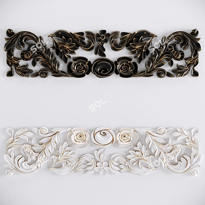 Elegant Plaster Flower Moldings 3D model image 1