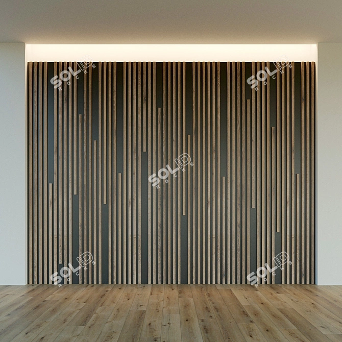 Wooden 3D Wall Panel - Decorative and Versatile 3D model image 2