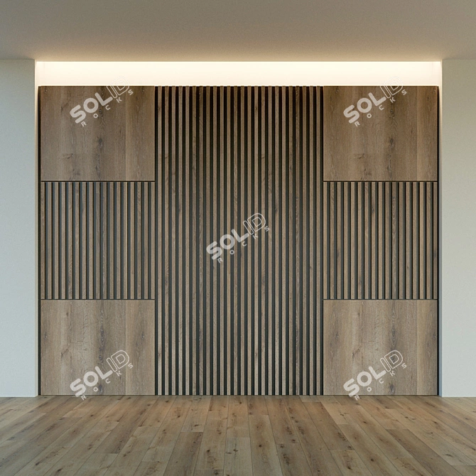 Elegant Wood Wall Panel  High-Resolution Decorative 3D Panel 3D model image 2