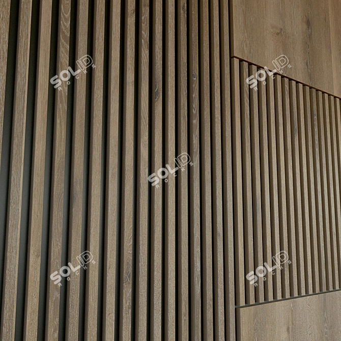 Elegant Wood Wall Panel  High-Resolution Decorative 3D Panel 3D model image 3