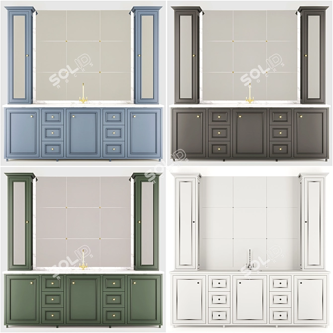 Modern Bathroom Furniture Set 3D model image 3