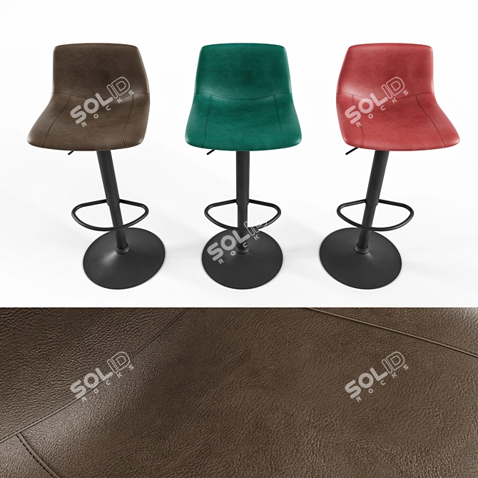 Modern Adjustable Bar Stool 3D model image 2