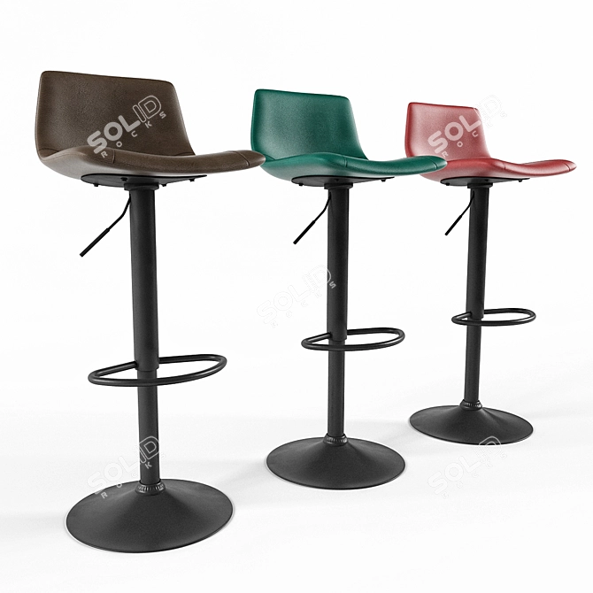 Modern Adjustable Bar Stool 3D model image 3