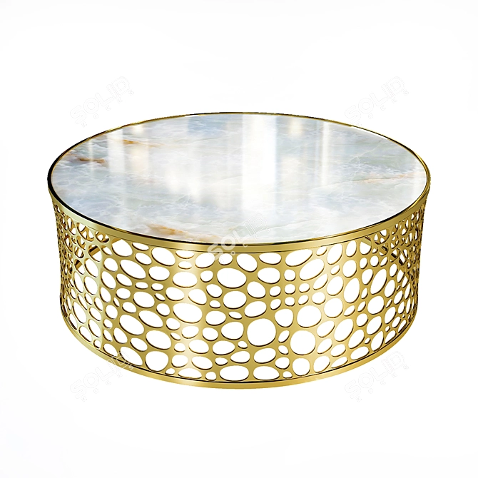 Modern Gold Patterned Table 3D model image 2