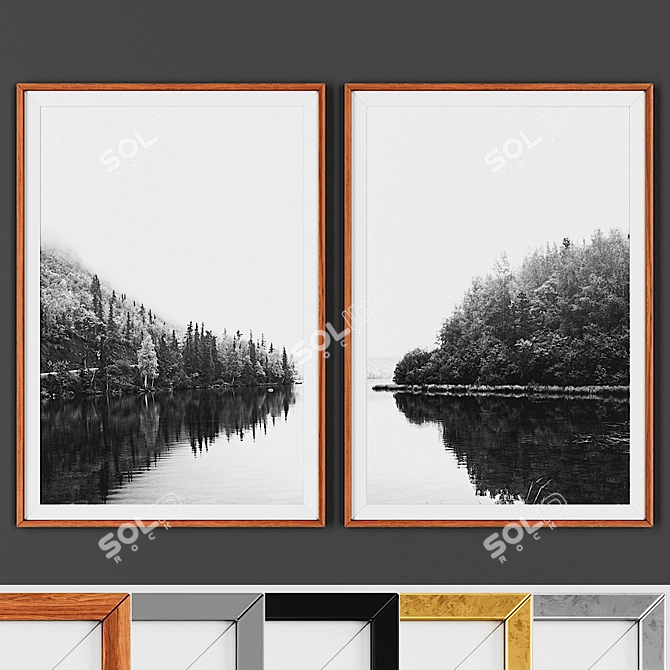 Elegant 2-Piece Picture Frame Set 3D model image 1