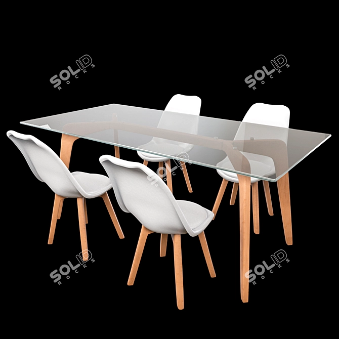 Modern Hudson Dining Table and Chairs 3D model image 1