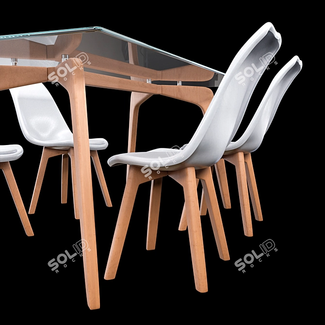 Modern Hudson Dining Table and Chairs 3D model image 2