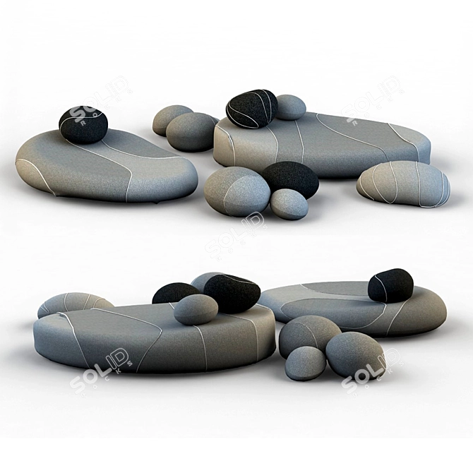 Stone-Styled Floor Cushions 3D model image 1