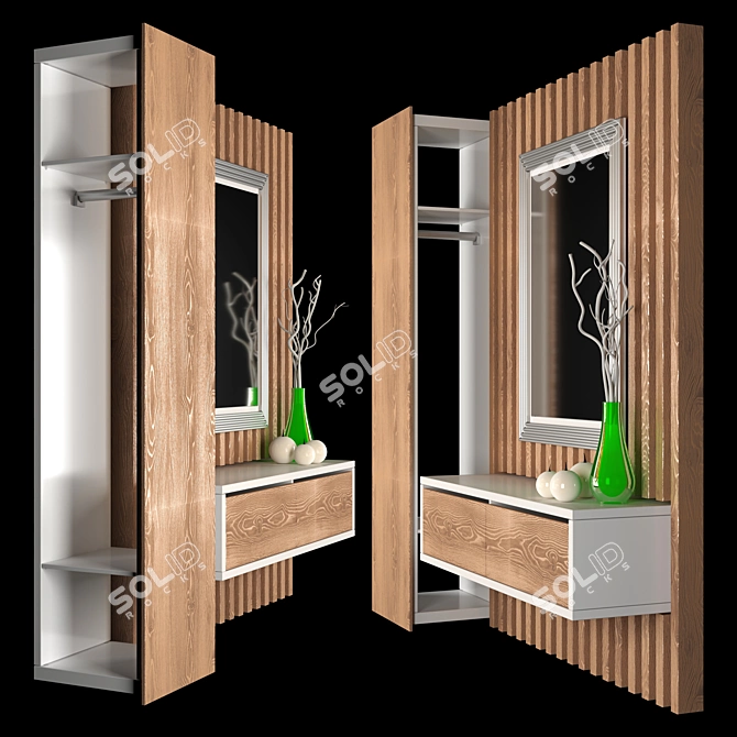 2250mm Hallway Wardrobe Cupboard 3D model image 2