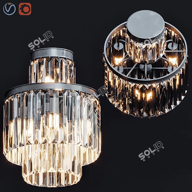 1920s Odeon Clear Glass Fringe Wall Lamp 3D model image 1