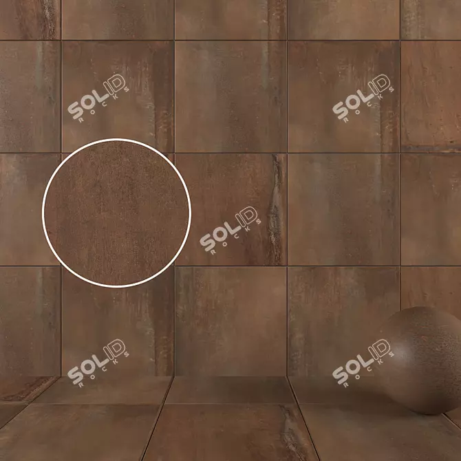 HD Multi-Texture Rust Wall Tiles 3D model image 1